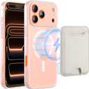 TopMade Mag-Safe Case for iPhone 17 Pro Max with Magnetic Wallet Card Holder, Mag-Safe Phone Case with Magnetic Wallet Fit 4 Cards, Translucent Matte Shockproof Cover for iPhone 17 Pro Max, White