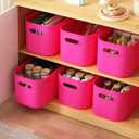 ORGIDOL 8 Pack Pink Storage Bins with Lids Stackable Storage Container for Organizing, Storage Boxes with Handle for Shelves, Cute Storage Bin for Craft, Snacks, 9.85x6.9x5.7 inch