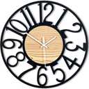 16inch/40cm Wall Clock for Living Room Vintage Silent Classroom Battery Clocks for Bathroom Bedroom Office Cafe Decoration (Wooden Arabic Numerals, 16 inches)