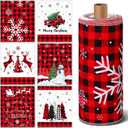 36 Pcs Christmas Reusable Paper Towels Rolls Washable Bulk Christmas Snowman Snowflake Winter Red Plaid Dish Towels Paperless Reusable Cloth Cotton Napkin with Cardboard for Kitchen Bathroom