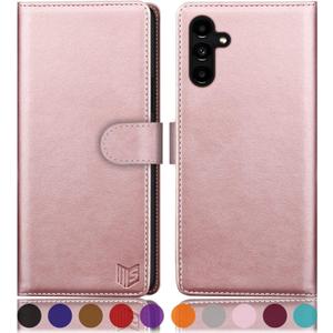 4 x SUANPOT for Samsung Galaxy A35 5G Wallet case with RFID Blocking Credit Card Holder,Flip Book PU Leather Protective Cover Women Men for Samsung A35 Phone case Rose Gold