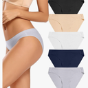voenxe Women Bikini Underwear,Seamless Breathable Ladies Panties,No Show Comfortable Briefs Undies,Invisible Hipster,5-Pack, Medium