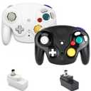 Wireless Game Cube Controller, 2 Pieces 2.4G Wireless Classic Gamepad with Receiver Adapter for Wii Game Cube NGC GC (Black and White)