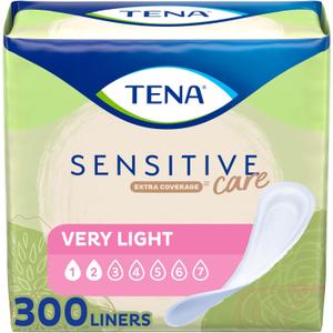 TENA Sensitive Care Panty Liners for Women, Very Light Absorbency, Extra Coverage, Sensitive Care - 300 Count