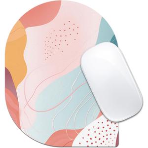 Bohemian Lines Mouse Pad, 6 x 8 in Minimalist Pattern Design, Oval-Angle Portable Mousepad with Non-Slip Base for Laptop Computer