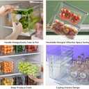 2 Pack Fruit Containers for Fridge, Stackable Ice Container for Freezer with Handles, Clear Pantry Organization and Storage, Kitchen Organization for Food Vegetable Salad with Lids
