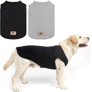 KOOLTAIL Boy Dog Clothes for Large Dogs, 2 Pack Cotton Summer Dog UV & Insect Protection T Shirts for Outdoor Hiking Camping, Anti-Hair Loss & Lightweight Pet Vest Tank Tops Apparel, Black & Grey, 3XL