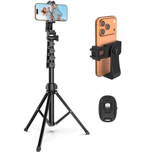 Liphisy 64” Tripod for Cell Phone & Camera, Phone Tripod with Remote and Phone Holder, Sturdy & Stable Height Adjustable Multi-Angle Shot Selfie Stick Tripod for Video Recording