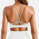 YEOREO CoreFlex Y Back Sports Bras for Women Workout Strappy Bra V Neck Padded Spaghetti Straps Gym Yoga Tops (White, Large)