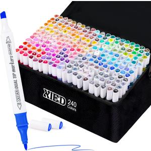 Alcohol Markers, 240 Colors Alcohol Markers Set for Kids, Students, Adults, Artists in Coloring & Drawing (Fine &Broad)