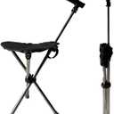 Cane with Seat - Portable Stool Chair, Supports Up to 220 Lbs cameping Chairs, Lightweight Up to 1.8 Lbs, Suitable for Men, Women, Seniors, People with Disabilities (Adjustable-Black Model A)