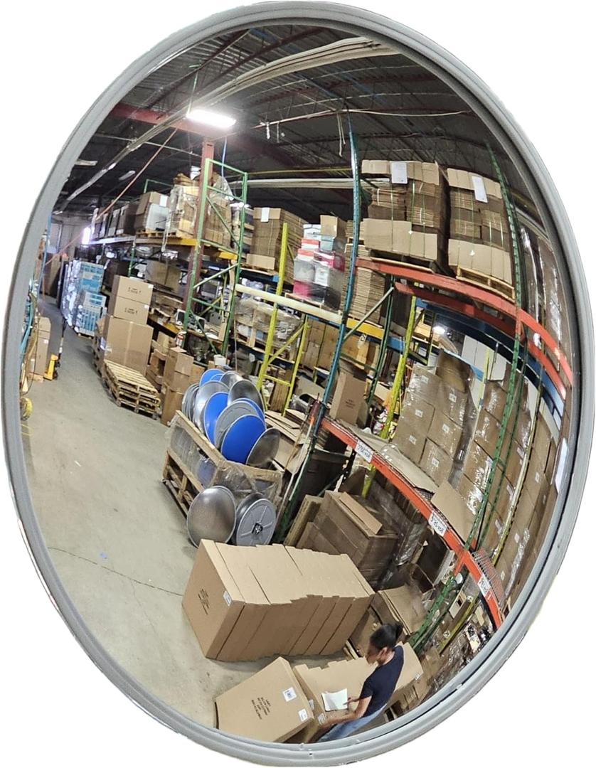 18" Outdoor Acrylic Round Convex Mirror, Security Mirror for Retail Stores, Warehouses, Driveways, and Parking Lots, Acrylic Mirror for Blind Spots and High-Traffic Areas