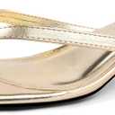 STUNAHOME Womens Kitten Heel Thong Sandals with Memory Foam Cute Flip Flop Heels for Women 1.4 Inches (Gold), Size 9