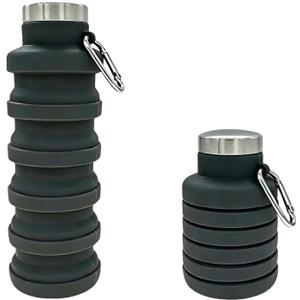 YCT Collapsible Water Bottle 17oz500mlTravel Portable Sport Water BottleReusable Silicone Foldable Water Bottles for Gym Camping Hiking (Black)