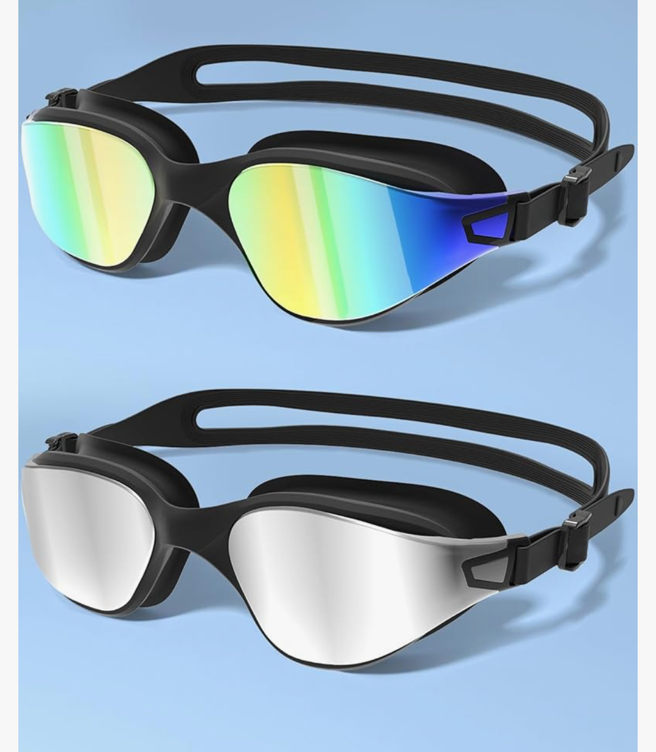 Swimming Goggles 2 Pack, Professional Anti Fog No Leaking UV Protection Swim Goggles for Women Men Adult Youth