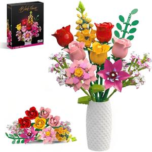 Flowers Bouquet Building Set, 765PCS Wildflower Botanical Collection Kit, Artificial Plant Floral Toy for Adults Women Kids Girls, Home Office Decor Gift for Christmas, Valentine's Day, Mother's Day