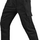 SWISSWELL Tactical Pants for Men Water Resistant Ripstop Elasticated Waist Work Cargo Pant with 8 Pockets for Hiking Construction Black 32×30, Black