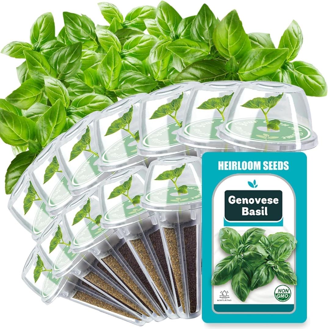 Herb Seed Pods Kit Basil - for All Hydroponics Growing Systems, 12 Pods Herb Kit with 1000+ Seeds of Genovese Basil, Grow Your Own Herb Garden at Home