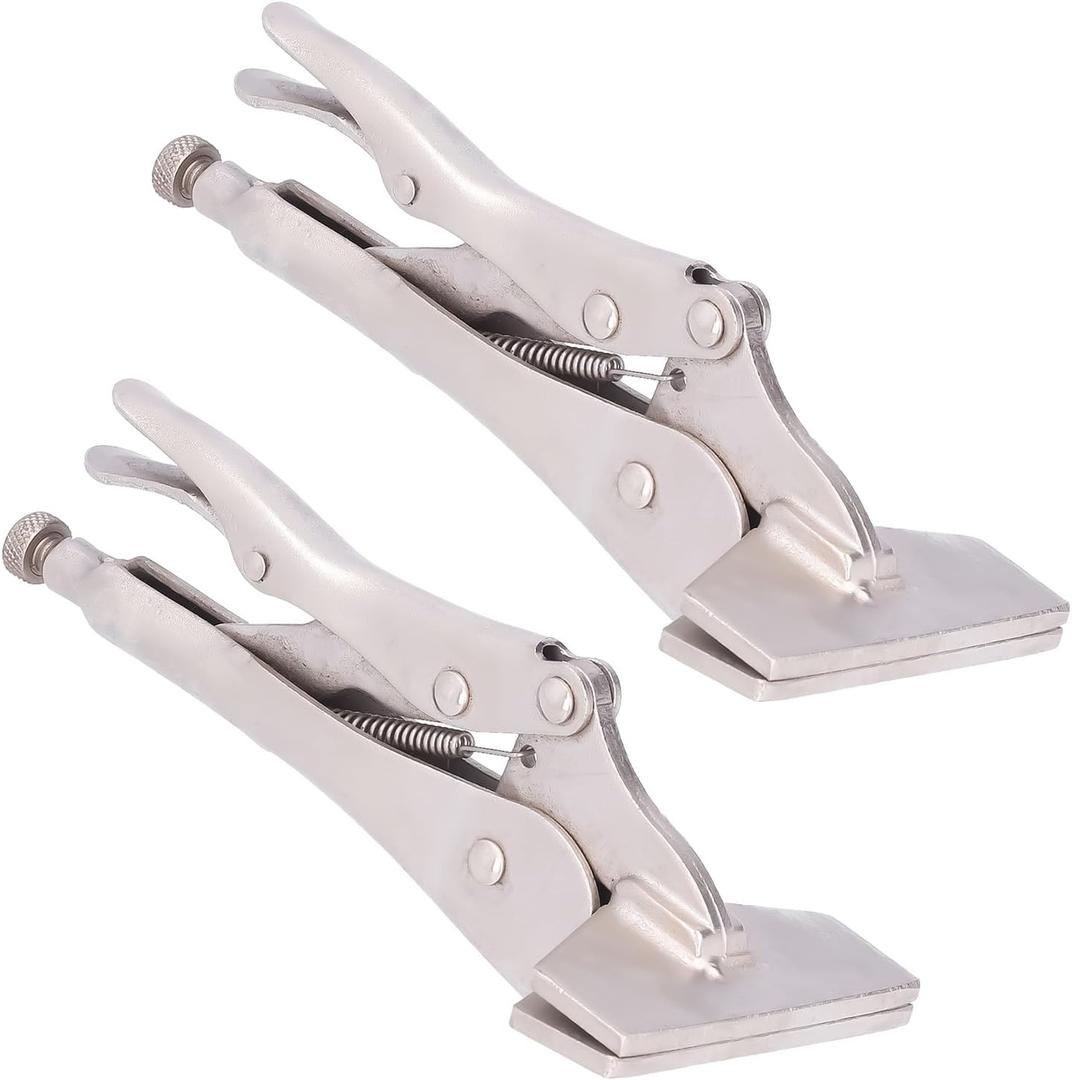 2Pcs Flat Locking Pliers, 8in Adjustable Locking Sheet Metal Clamps Steel Flat Head Vise Locking Grip Pliers Multifunctional