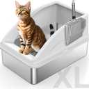 FURTIME Stainless Steel Litter Box with Lid, XL Metal Cat Litter Box for Big Cats, Extra Large Box High Sided, Non-Sticky, Easy to Clean, Anti-Urine Leakage, Include Metal Litter Scoop (Silver Gray)