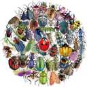 50PCS Transparent Insect Stickers for Kids, Waterproof Vinyl Realistic Bug Stickers, Aesthetic Lifelike Clear Insect Decals for Water Bottles, Laptops, Journals, & Bug Party Favors Gifts