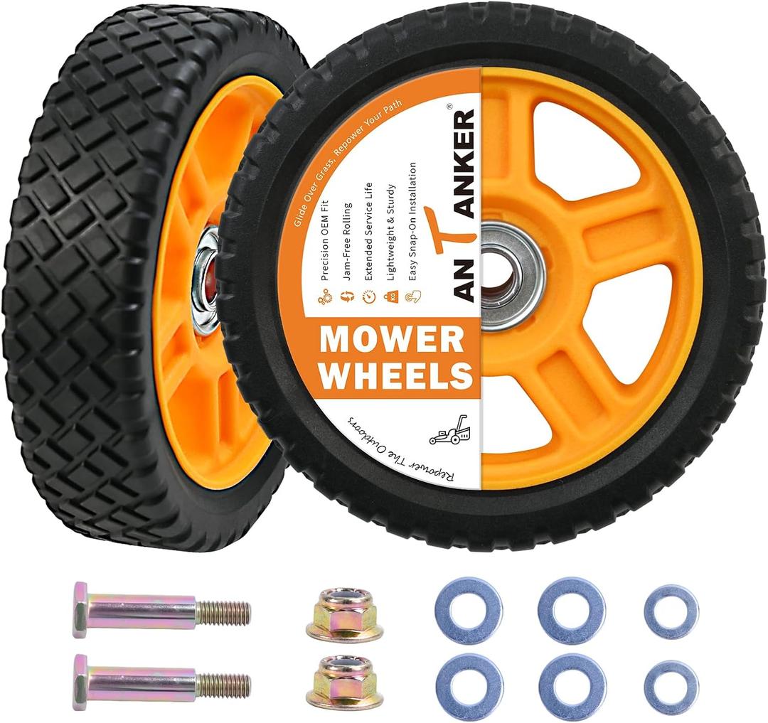6 Inch Lawn Mower Wheels Replacement, Universal Push Mower Wheels with Bolts & Nuts, Compatible with Craftsman, Troy-Bilt, Garden Carts Wheels, Air Compressors Wheels, Tractor Wheels, 2 Pack