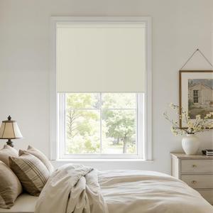 100% Blackout Roller Shades Cordless Blinds for Windows Free-Stop Thermal Insulated Black Out Linen Roller Shades Blinds for Bedroom Living Dining Room Home Office Beige Cream Natural 30" W x 72" H