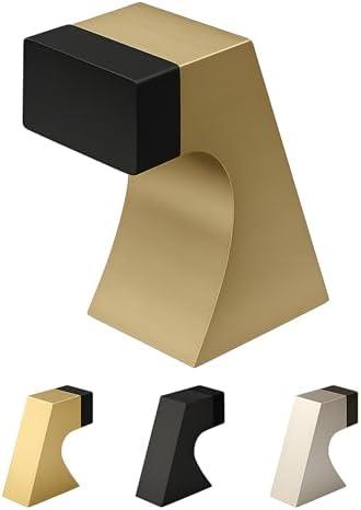 Mega Handles Curved Floor Door Stopper, Quickly Installed Wall Protector, Wall Protectors from Door Knobs, Floor Door Stop with Mounting Hardware Included - Satin Brass - 2.5 Inch, 1 Pack
