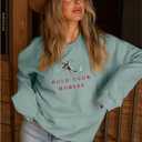 MAPICK Womens Oversized Christian Sweatshirts Fleece Crewneck Sweaters Embroidered GOD IS GOOD Casual Pullover Tops (XXL)