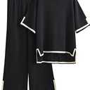 Tanming Sweater Sets Women 2 Piece Lounge Sets Short Sleeve Knit Pullover Tops Wide Leg Pants, XL