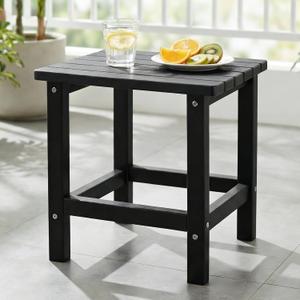 PASAMIC Adirondack Square Outdoor Side Table, HDPE Small Outdoor Table, Patio End Table for Patio, Pool, Backyard, Weather-Resistant, Easy Maintenance (Black) (Square 1-Tier)