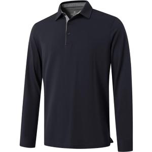 Men's Business Long and Short Sleeve Polo Shirts Mercerized Cotton Blend Stylish Casual Collared Shirts (3X-Large, Dark Grey)