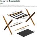 Smart FENDEE 2 Pack Luggage Rack, Folding Luggage Rack for Guest Room, Walnut Bamboo Suitcase Stand Holds up to 131 lb, Luggage Stand with Storage Shelf for Hotel, Bedroom