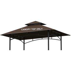 Grill Gazebo Replacement Canopy Top - AONEAR 5'x8' Outdoor BBQ Tent Roof Cover Double Tiered Outdoor Grill Shelter Fit for Model L-GG001PST-F (Brown)