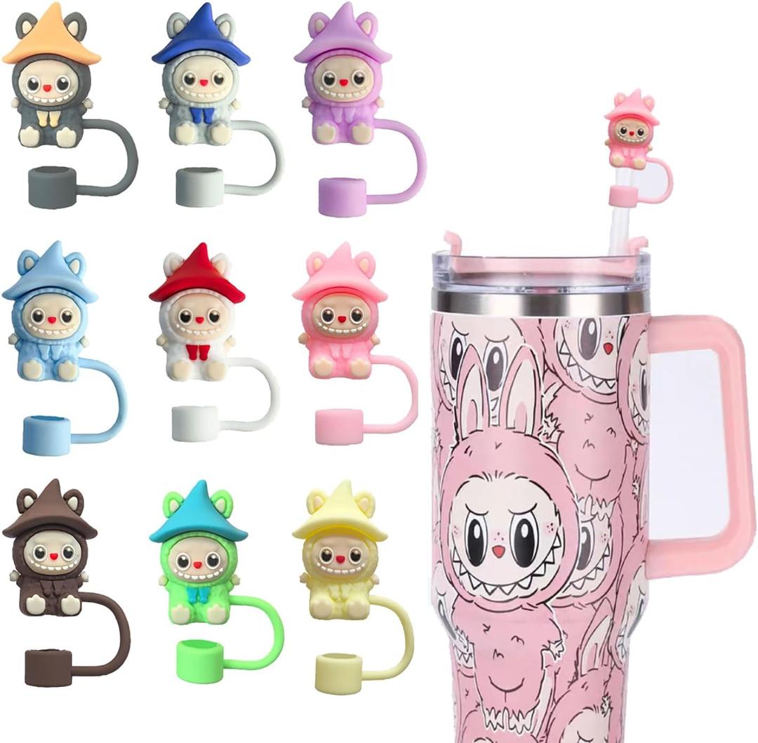 10mm Silicone Straw Covers for Stanley Cup 30&40oz (9-Pack) - Reusable Dust-Proof Straw Topper Caps & Lid Accessories