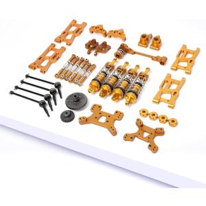 Metal Replacement Part Kit for WLtoys 1/14th, 1/12th RC Car Upgrades, Spare Aluminium Accessory Set with Screws (Gold)