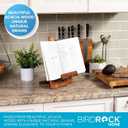 BIRDROCK HOME Wooden Cookbook Tablet Stand for Kitchen Counter | Acacia Wood Recipe Holder | Multi-Purpose Decorative Bookstand | Ipad, Bible | Tabletop Display w/Cord Hole | Easy Assembly - Brown