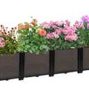 Large Raised Planter Box Outdoor Self Watering 94.4"x15.7"x14.2", Deep Raised Garden Bed - Elevated Garden Box with Drainage Plug, Rectangular Garden Planter Perfect for Patio Balcony Deck, L 94"xw 16"xh 14"