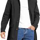 Mens Trench Coat Slim Fit Single Breasted Casual Long Jacket Lightweight Lapel Fall Windbreaker Overcoat XL
