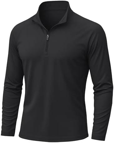 KEFITEVD Men's UPF 50+ Sun Protection Shirts Long Sleeve 1/4 Zip Up T-Shirt Quick Dry UV Fishing Running Rash Guard, 2XL