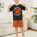 Mikrdoo Boys Pajamas 2 Piece Soft Short Sleeve Summer Pj Set Stretchy Short Sleepwear for Big Kids Size 6-16 Years (Black)