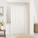 Natural Pinch Pleated Linen Curtains 72 Inches Long 72 Inch Wide for Living Room Bathroom Light Filtering Semi Sheer Shower Bath Curtain 72x72 Boho Neutral Pinch Pleated Drape Hooks Rings 1 Panel