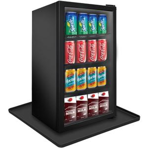 Mini fridge Silicone Mat with Raised Edge, Under Washing Machine Pad Under Mini Refrigerator Freezer Protect From Appliance Leaks Water Spills absorbent (Black, 24'' x 24'')