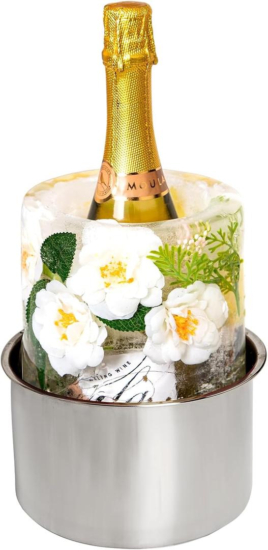Ice Bucket Mold,Ice Mold Bottle Chiller,Cocktail/Champagne Bucket Ice Mold, Flower/Fruits/Any Decoration to DIY Your Bucket Ice Mold For Thanksgiving/Christmas Day,Beautiful&Creative
