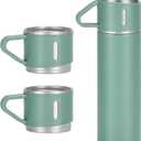 500ml/17 OZ Stainless Steel Coffee Thermo Vacuum Flask Set, Insulated Water Bottle with Three Cup for Hot and Cold Drinks, Green