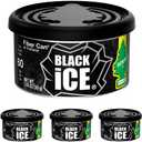 LITTLE TREES Car Air Freshener | Fiber Can Provides Long Lasting Scent for Auto or Home | Recycled Fiber | Black Ice, 4 Air Fresheners (4 Count (Pack of 1))