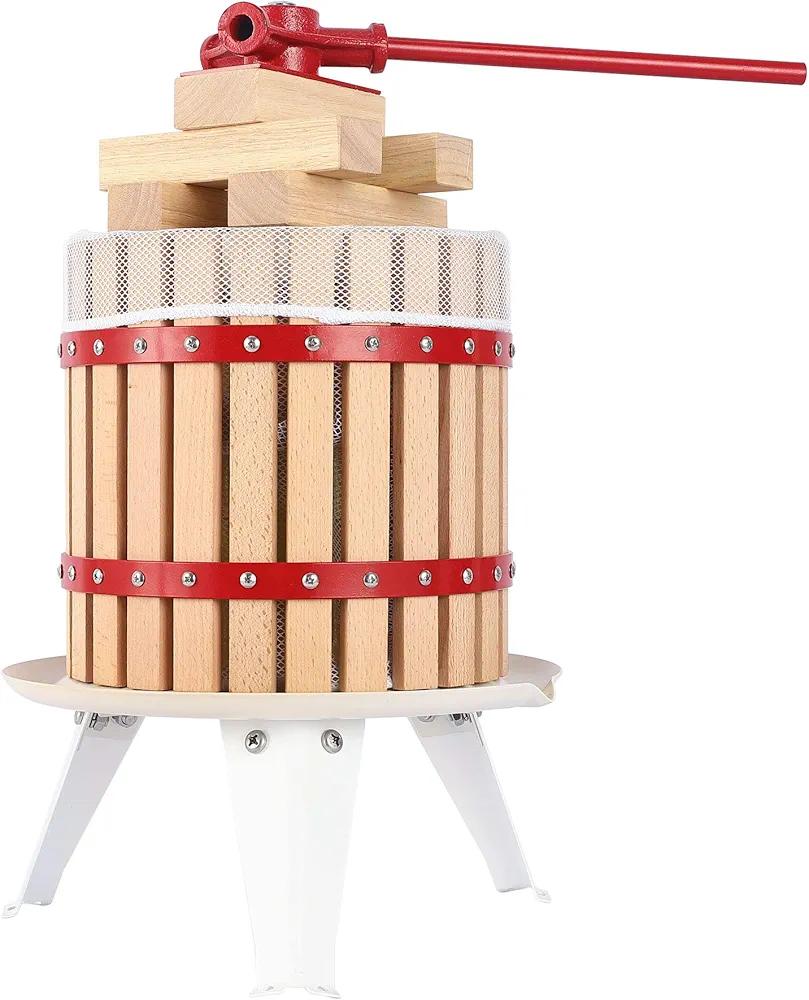 YUDA Upgraded 3.17 Gallon (12L) Manual Fruit Wine Press with 8 Blocks 100% Nature Oak, Cider Apple Grape Berries Crusher Juice Maker