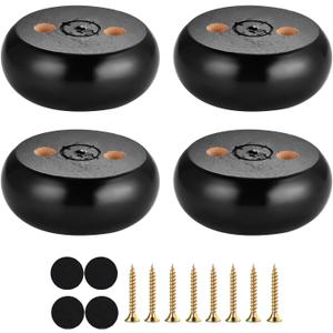 Michanco 30MM Furniture Legs 1 Inch Set of 4,Round Short Replacement Wood Bun Feet for Couch Sofa Ottoman Screw in Black