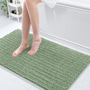 Arotive Luxury Bathroom Rugs 47x24, Extra Soft Thick Absorbent Shaggy Chenille Bath Rugs, Non-Slip Machine Wash Dry, Bath Mats for Bathroom Floor, Tub and Shower, Home Decor Accessories, Sage Green