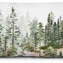 Rustic Forest Tree Pillow Covers 12x20, Green Forest Decor, Farmhouse Misty Mountain Landscape Botanical Lumbar Throw Pillow Covers for Home Bedroom Living Room